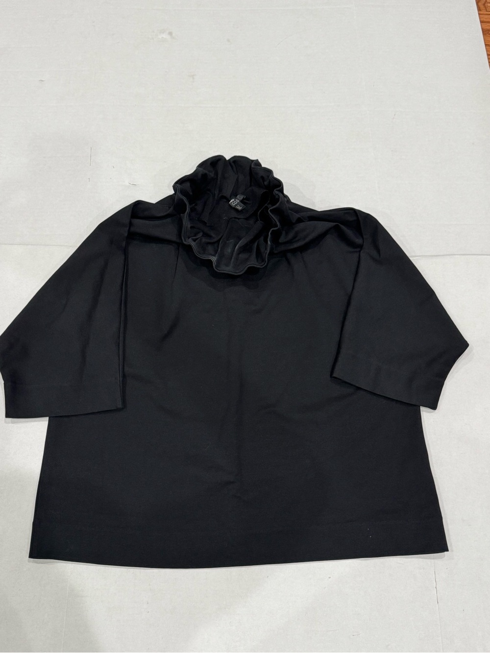 COS Black Ruffled Funnel-Neck Tunic - Picture 2 of 9